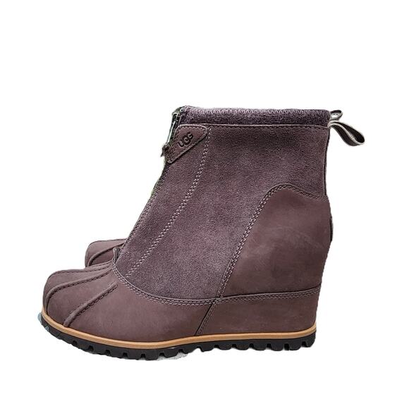 UGG Reggie Thundercloud Leather Wedge Ankle Boots 7.5 - Picture 10 of 11